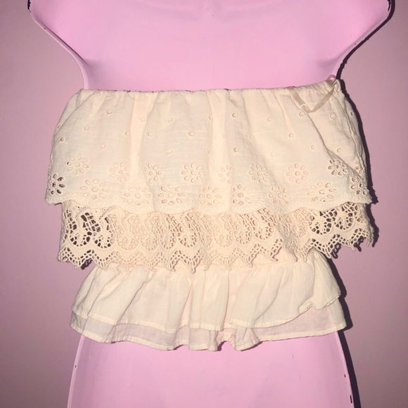 cream pink eyelet ruffle top - Picture 4 of 4